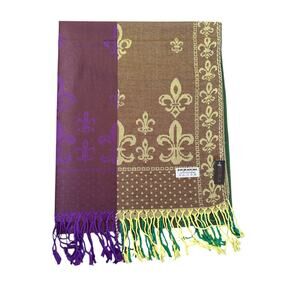 Mardi Gras Purple, Green and Gold Fleur de Lis Pashmina Scarf